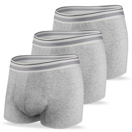 REELINDRY Washable Men’s Incontinence Boxer Briefs 2.3 oz Absorbency Leak Proof Underwear Prostate Bladder Leakage 3 Pack (3 Light Gray, XL)