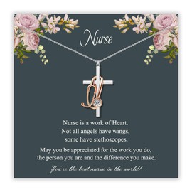 Kinretixia Women's Cross Necklace with Stethoscope, Nurse Gift for Nursing Students, Gifts for Nursing Students