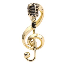 FEYLIE Microphone Brooch for Creative Microphone Brooch Music Note Enamel Pins Alloy Bag Clothing Lapel Pin Jewellery Decor Gift for Women Men Boy G