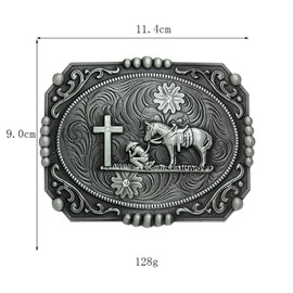 Seternaly Religion Cross Prayer and Horse Belt Buckle Western Cowboy Longhorn Belt Buckles for Men Women, Prayer001, 4.5x3.5in
