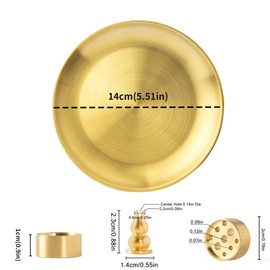 3 in 1 Incense Burner - 5.5 Inch Brass Incense Holder for Incense Sticks/Coil Incense/Incense Cones - Metal Gourd-Shaped Ash Catcher for Meditation Yoga Room Home Decor ZX11S