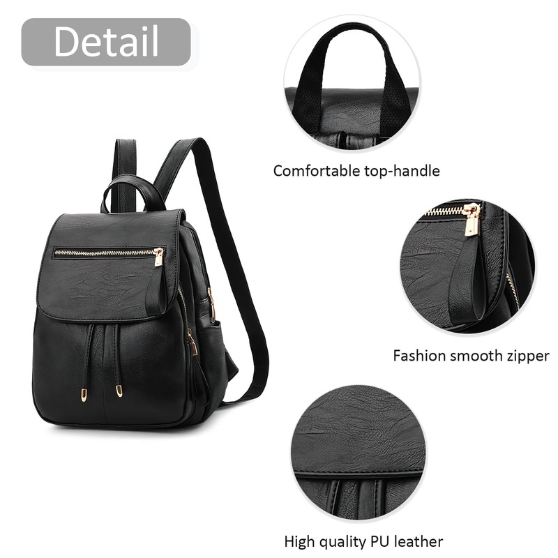 DIRRONA Women's Backpacks Casual Daypacks Anti-Theft Ladies Rucksack Waterproof PU