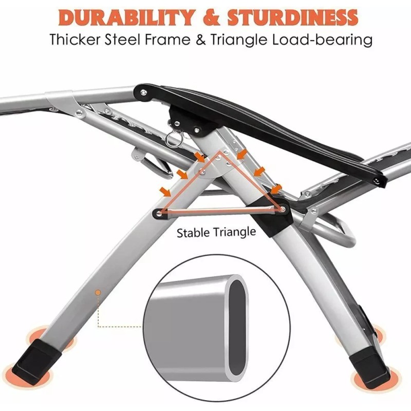 H&ZT Adjustable Chair Folding Lounge Chair Reclining Patio Chairs with