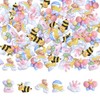 50 Pcs Resin Bees Butterflies for Crafts Bulk Small 3D