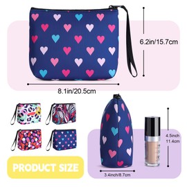 Playexen Makeup Bag for Women, Small Cosmetic Bag for Purse with Handle, Neoprene Portable Small Makeup Travel Pouch (Colorful Plant)