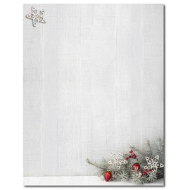 Woodsy Pine Christmas/Holiday Letterhead - 80 Sheets