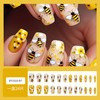 Spring Press on Nails Short Coffin Yellow Fake Nails Flower