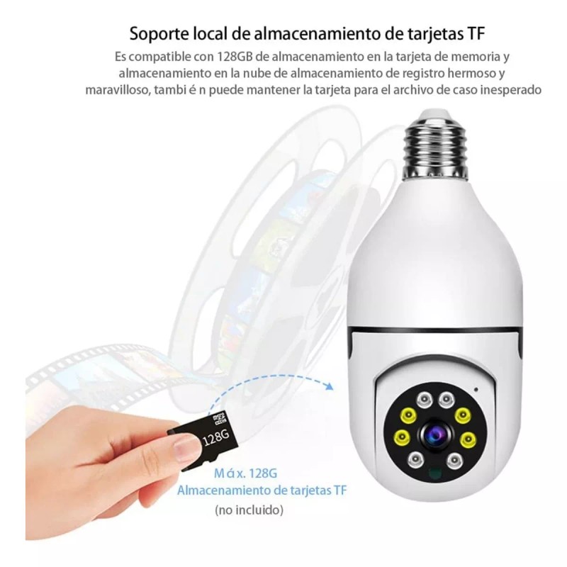 Camara Cámara Foco De Seguridad Wifi Visión Nocturna