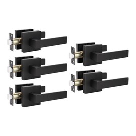 KNOBWELL 5 Pack Heavy Duty Matte Black Door Handle, Interior Door Handle Passage Lever Hall and Closet Doorknob, Left or Right Handing, 2.07 lb One Lever