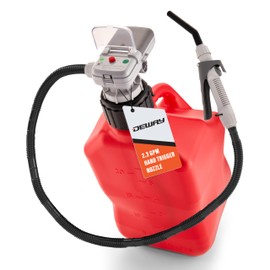 Deway Automatic Fuel Transfer Pump w/Hand-Trigger Nozzle, AA Battery Powered, Advanced Adapters For All Size Gas & VP Racing Cans, Extra Long 51" Hose, Portable Liquid Pump for Gasoline, Diesel Fuel