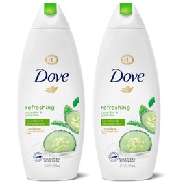 Dove Refreshing Body Wash Revitalizes and Refreshes Skin Cucumber and Green Tea Effectively Washes Away Bacteria While Nourishing Your Skin, 22 oz, 2 Count