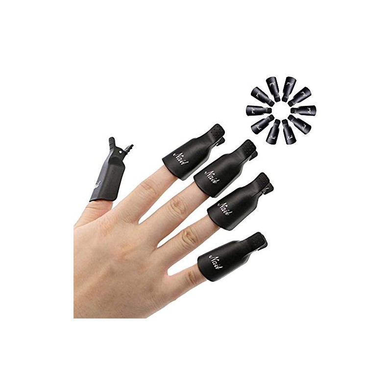 HiMo 10PC Plastic Acrylic Nail Art Soak Off Cap Clip