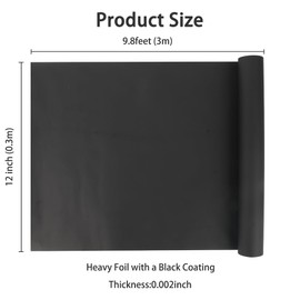 Matte Black Foil 12inch x 9.8feet Roll for Photography Masking Light Leaks and Controlling Lighting Effects
