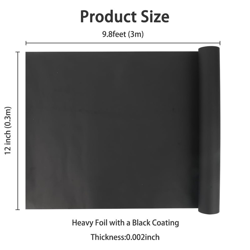 Matte Black Foil 12inch x 9.8feet Roll for Photography Masking