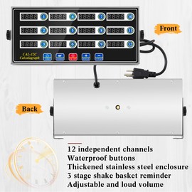 Relaxweex 12-Channel Digital Kitchen Timers Commercial Kitchen Timers for Cooking Large Digital Restaurant Loud Alarm Cooking Reminder for Food Truck Fryer Bakery Pizza Coffee Boiling Eggs