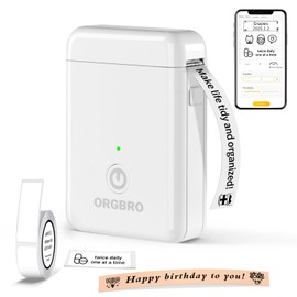 ORGBRO Fabricante de etiquetas con cinta, X1 Impresora mini Bluetooth porttil, compatible con etiquetas precortadas y continuas, etiquetadoras...     