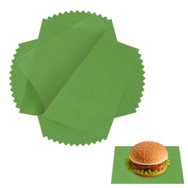 sourcing map 200 Pcs Wax Paper Sheets for Food, 8.7 x 8.7 Inch Greaseproof Wrapping Paper Sheets, Square Food Basket Liners for Sandwich Hamburger Bread, Green