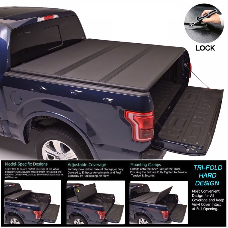4Pcs Trifold Tonneau Cover Hard Or Soft Folding Clamp Cover