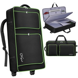 SNIGJAT DJ Controller Case with Wheels Compatible for DDJ-FLX10/ DDJ-GRV6/ 1000/ REV7/ REV5/ FLX6/ SC LIVE 4, Padded Rolling DJ Backpack with Multi-Pocket for 17.3" Laptop, DJ Accessories