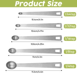 Aeaocvo Set of 5 Stainless Steel Measuring Spoons, Small Teaspoons with Scale, Measuring Spoon Gram, Tablespoon, Dosing Spoon, Spice Spoon for Small Spice Jars, Dry Rations, Liquid, Baking Measuring
