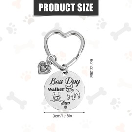 Dog Owner's Gift Keychain, Best Dog Walker Ever Cute Walker Keychain Puppy Key Ring for Women Mom Animal Lover Charms Gifts (French Bulldog)