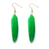 Green Feather Earrings - Handmade