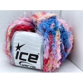 Polar Soft Red, Pink, Blue, Yellow - Ice Yarns Nylon Puffy Long and Short Eyelash Novelty Yarn - 50 Grams (1.76 Ounces) 55 Meters (60 Yards)