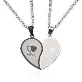 Matching Love Necklaces for Boys Girls Husband Wife Anniversary Valentines Gifts for Couples Boyfriend Girlfriend Birthday Gifts for Friendship Bff 2 Pcs Necklaces for Sisters Besties