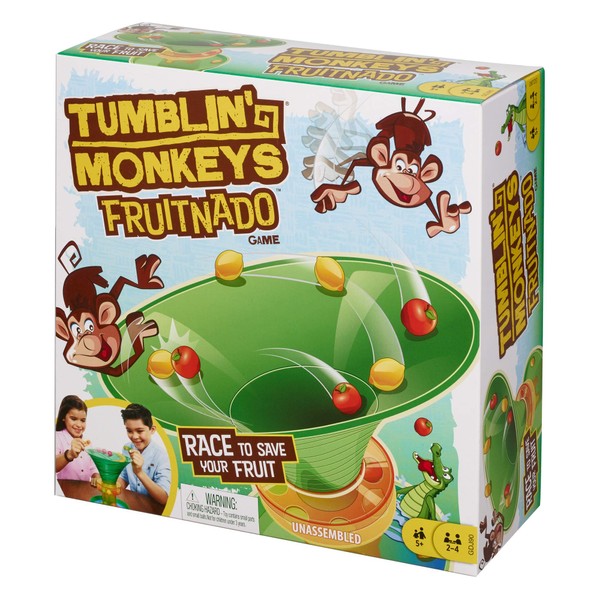 Tumblin’ Monkeys Fruitnado Kids Game, 8-inch, with Tongs and Marbles,