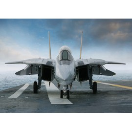 Loccor Fabric 5x3ft Aircraft Carrier Backdrop Jet Fighter Blue Sky Air Combat Photography Background Military Theme Birthday Party Decorations Photo Booth Studio Props