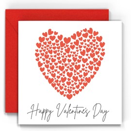 Red Hearts Valentines Card - premium Valentine's Day Cards for wife, husband, girlfriend or boyfriend in plastic free packaging