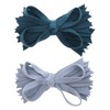 Teal & Denim Felt & Wool Strips Hair Bow Clip