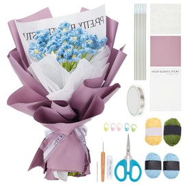 INFUNLY 10 pcs Not Forget Me Crochet Kits for Beginners Complete Flower Crochet Kits for Adults Starters with Instruction and Video Tutorials Crochet Kit Gift for Mother's Day Wedding Birthday