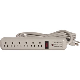 Compucessory 25103 Strip Surge Protectors 1080 Joules 6 Outlets 15-Ft Cord Putty