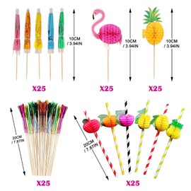 125 Piece Cocktail Party Decoration Drinks Accessory Pack with Umbrellas, Sparkle Fireworks, Biodegradable Straws for Drinks Wedding Party Food Drink Decorations Cocktail Accessories,Mixed Color