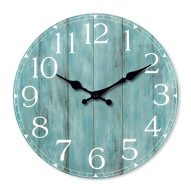 COMTEX Simple blue retro glass free wall clock, silent living room and bedroom wall clock (12 inches, 30cm)