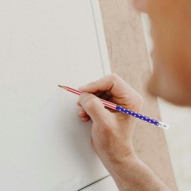 Operitacx American Flag Pencils 60pcs Wooden Patriotic Pencils Independence Day Wood Pencils with Erasers Cute Pencils for 4th of July Parades Party Favors School Office