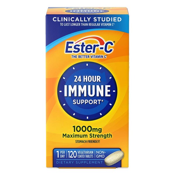 Vitamin C by Ester-C, 24 Hour Immune Support, 1000mg Vitamin C, 120 Coated Tablets