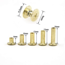 75 Sets Chicago Screws Assorted Kit 5 Sizes Golden Leather Rivets Screw Rivets Slotted Phillip Head Book Binding Posts Nail Rivet Chicago Bolts for DIY Leather Craft Bookbinding (5 x 6,10,12,15,18)
