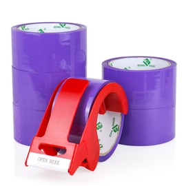 BOMEI PACK Recambios de Cinta de Embalar, Cinta de Embalar con Dispensador para Envíos, Mudanzas y Embalajes, 6Rollos 1.88 Pulgadas x 50 Yardas (morada)
