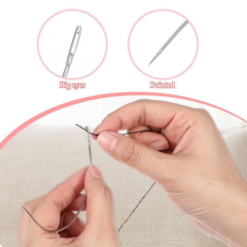 JJUNW Pack of 28 Curved Sewing Needles, C Shape Upholstery