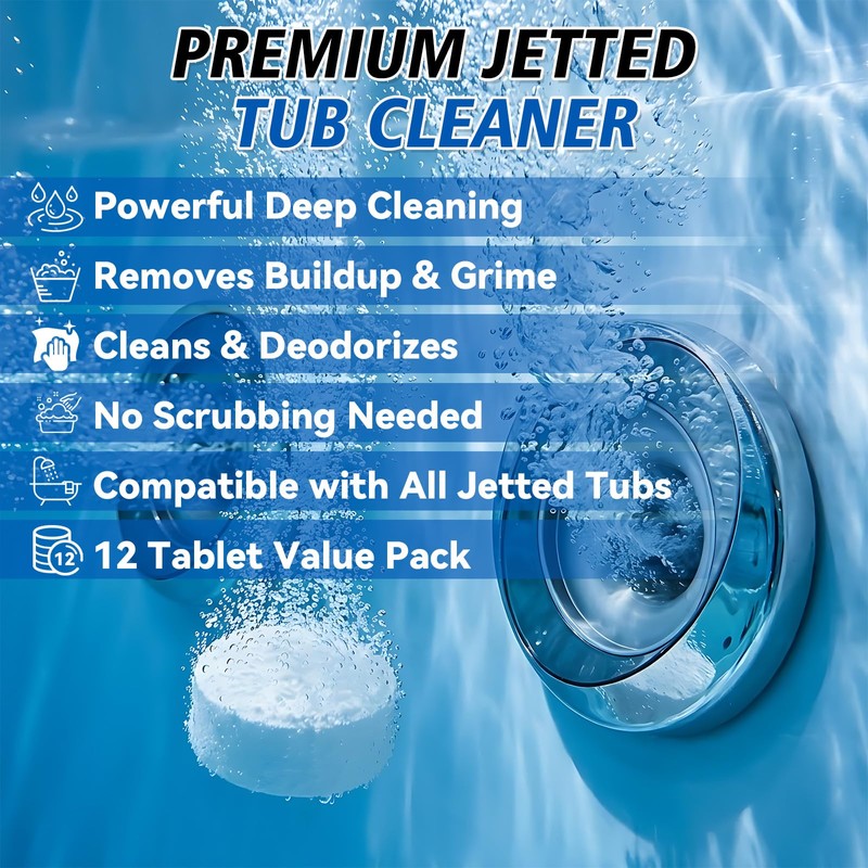 Bellisinno Jetted Tub Cleaner Bathtub Tabs, Bathtub Cleaner for Whirlpool,