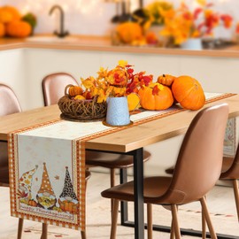 BIPASION Fall Table Runner, Thanksgiving Table Runners Autumn Pumpkin Kitchen Dining Table Decoration for Indoor Outdoor Home Holiday Party Decor 13 x 72 Inch, Yellow Plaid Dwarf