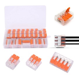 Yotsuba Lever Nut Wire Connector Kit, 75 Pcs Electrical Connector Wire Block Clamp Terminal Compact Lever (2 Port, 3 Port & 5 Port)