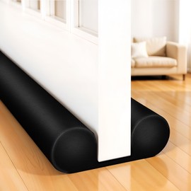 Under Door Draft Stopper for Bottom of Door Insulation for Winter 36” - Insulation Reduces Electric Power Bill - Heat,Sound and Light Proofing Barrier- Adjustable Gap Filler and Door Sweep - Black
