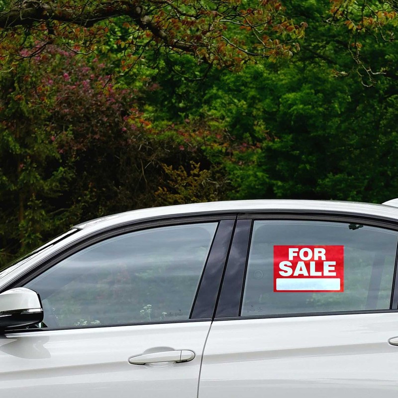 Generic For Sale Sign Stickers 2 Pack | Red, Rectangular,