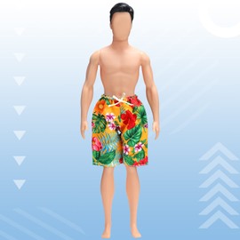 Bencailor 6 Pcs Doll Clothes Boy Doll Beach Shorts Tropical Print Swimsuit Doll Accessories for Boy Dolls (Stylish)