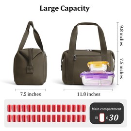 MEXS Neoprene Lunch Bag For Women Men, 15L Large Leakproof Insulated Lunch Box Bag, Machine Washable Lunch Bags, Tear-Resistant, Stain-Resistant, Reusable Lunch Tote for School/Work/Travel