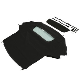 KUAFU Convertible Top Soft Roof Compatible with 1999-2009 Honda S2000 Cabrio Sailcloth Vinyl Top + Heated Glass Window (Black & Clear)