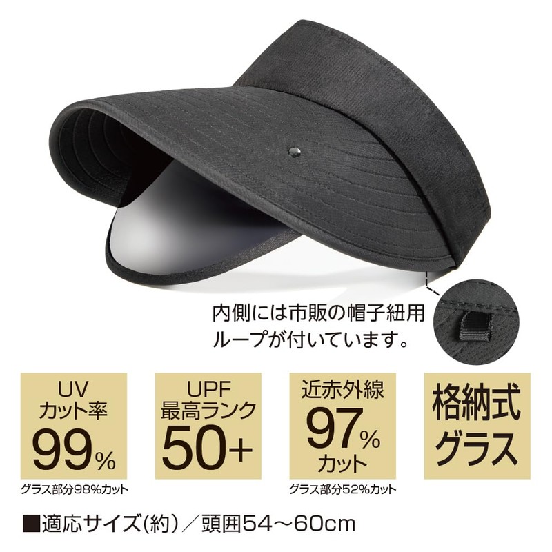 Alphax AP-444107 Women's UV Protection Glass Visor, Shine, Black